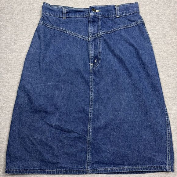 CHIC Dresses & Skirts - Vintage Chic denim mom skirt womens sz 12 denim made in USA waist 28 length 23.5